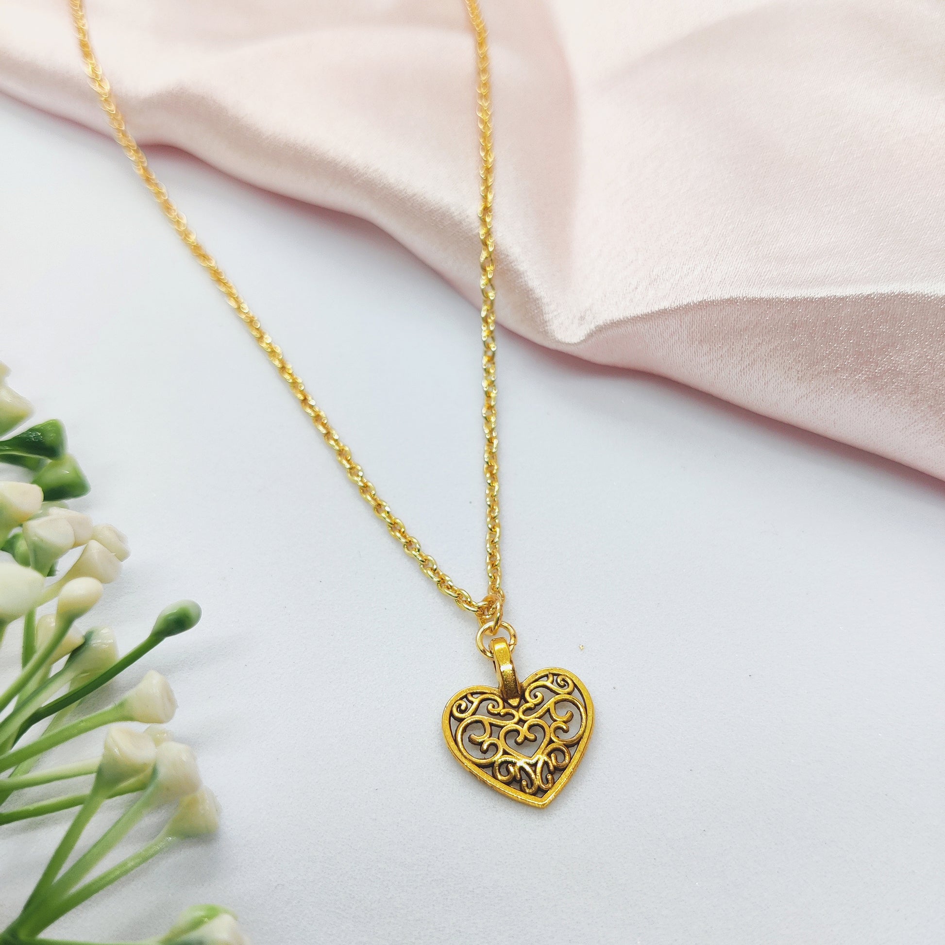Vintage Heart Charm Necklace