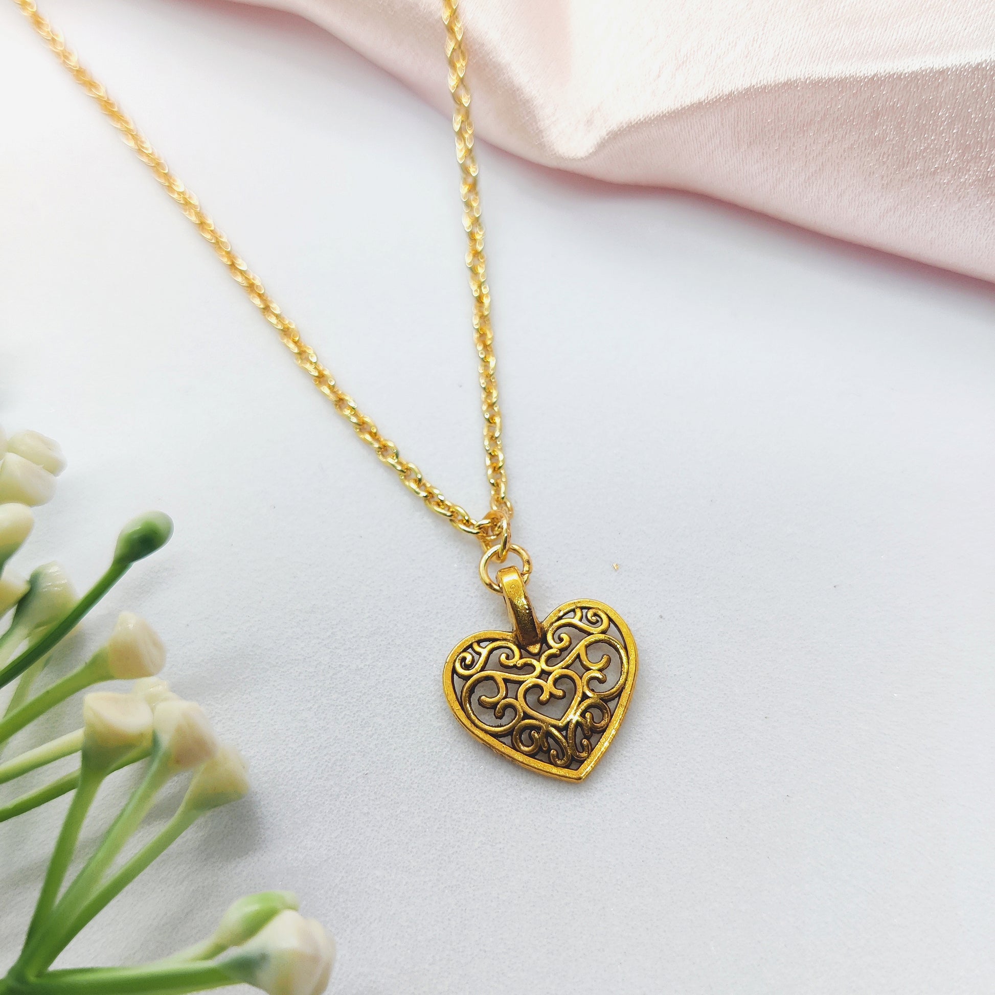 Vintage Heart Charm Necklace