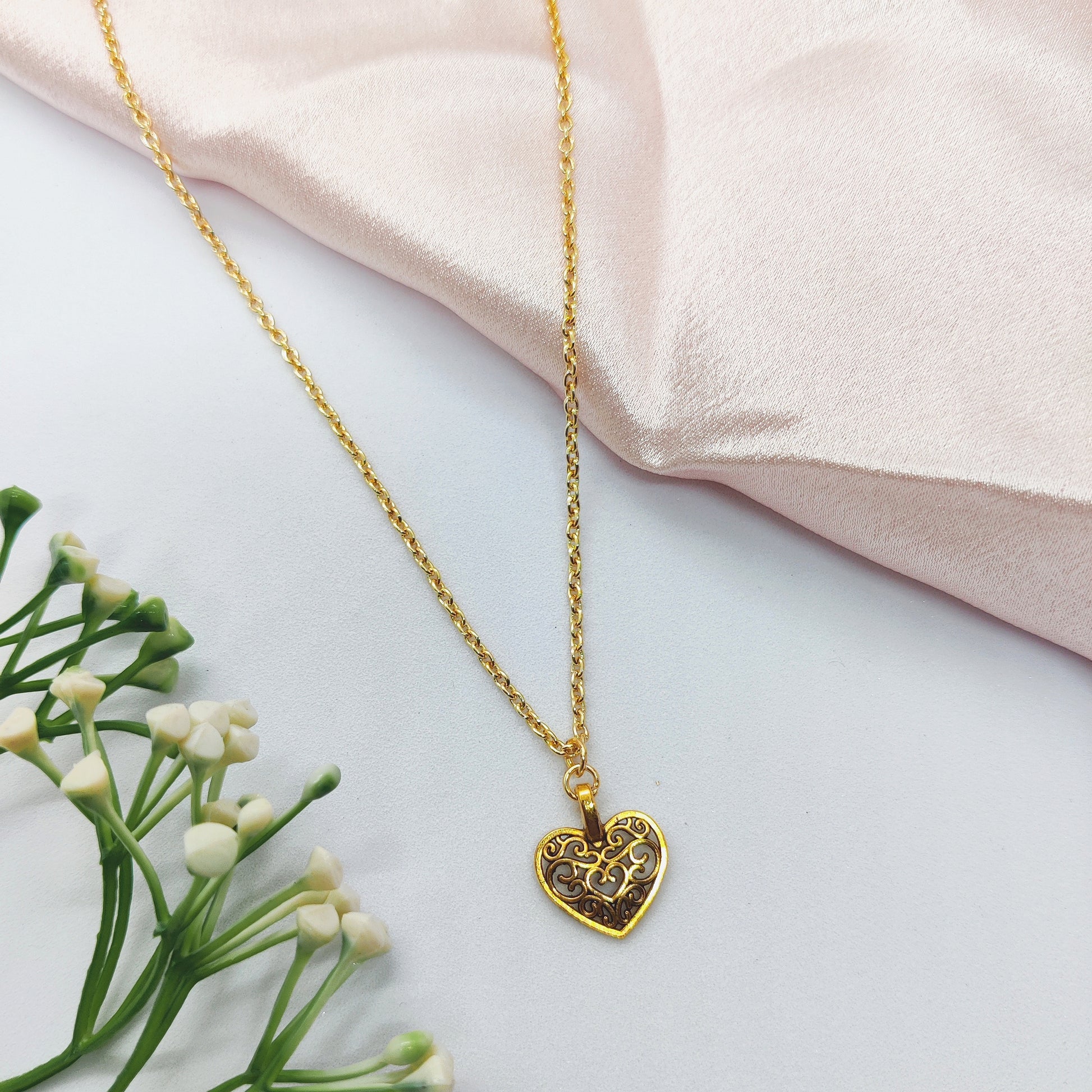 Vintage Heart Charm Necklace