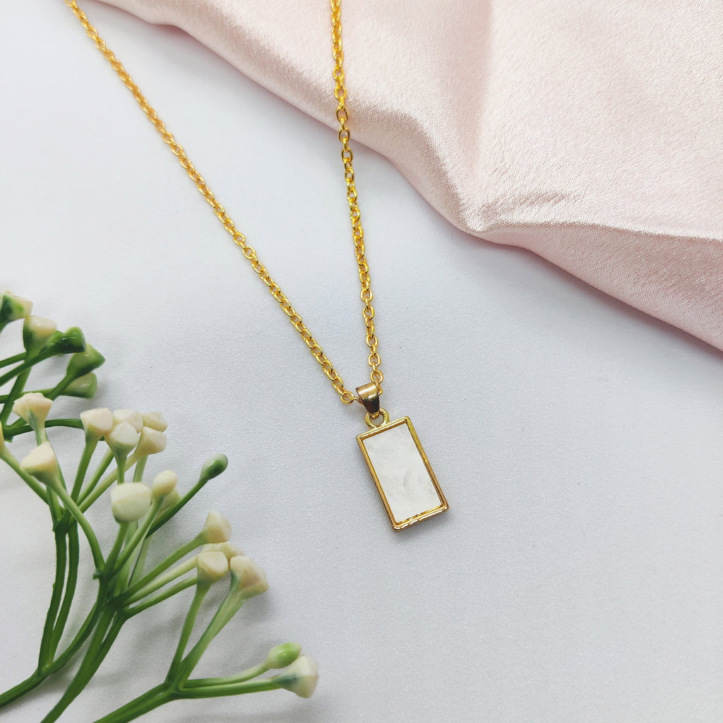 White Elegant Bar Golden Charm Necklace
