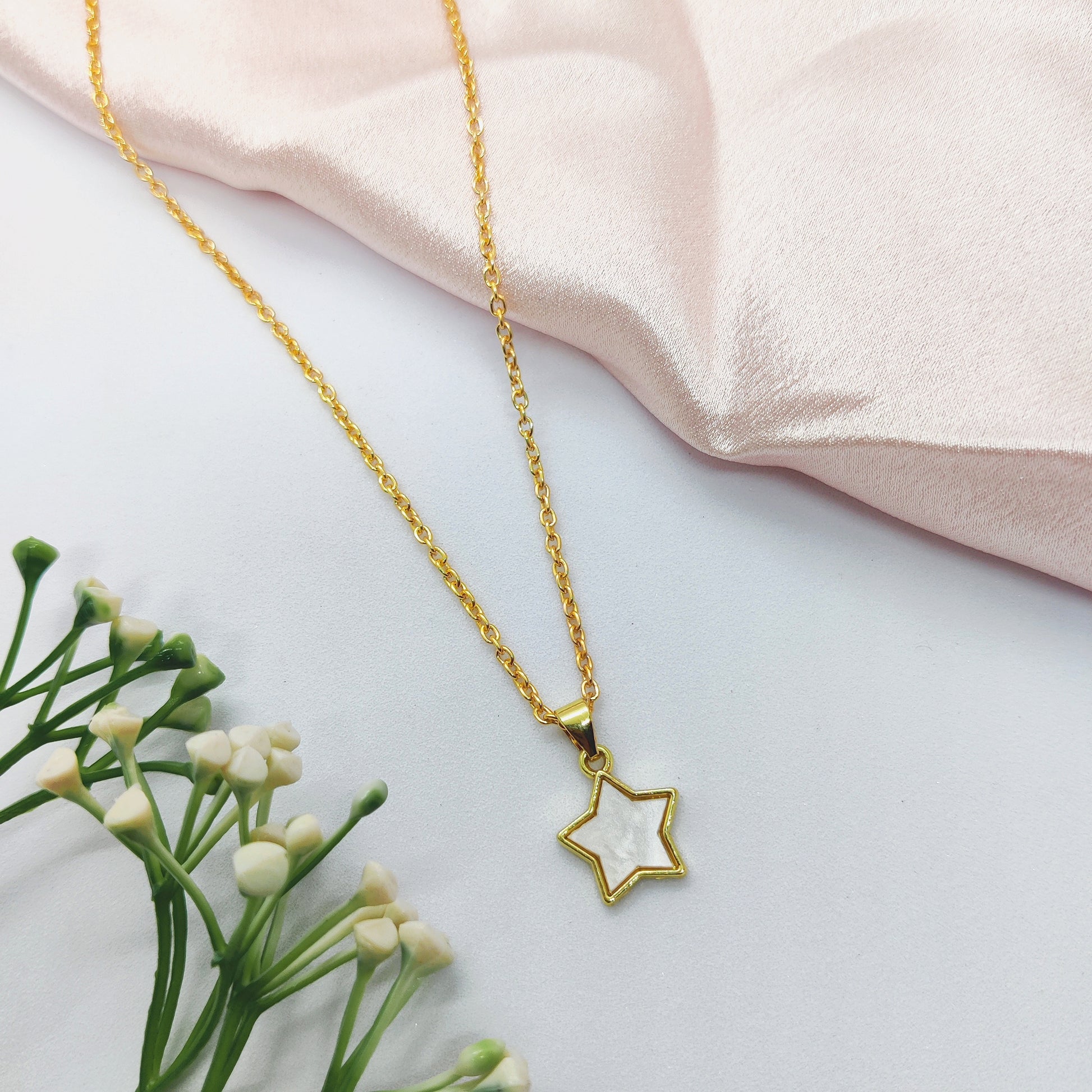 White Star Golden Charm Necklace