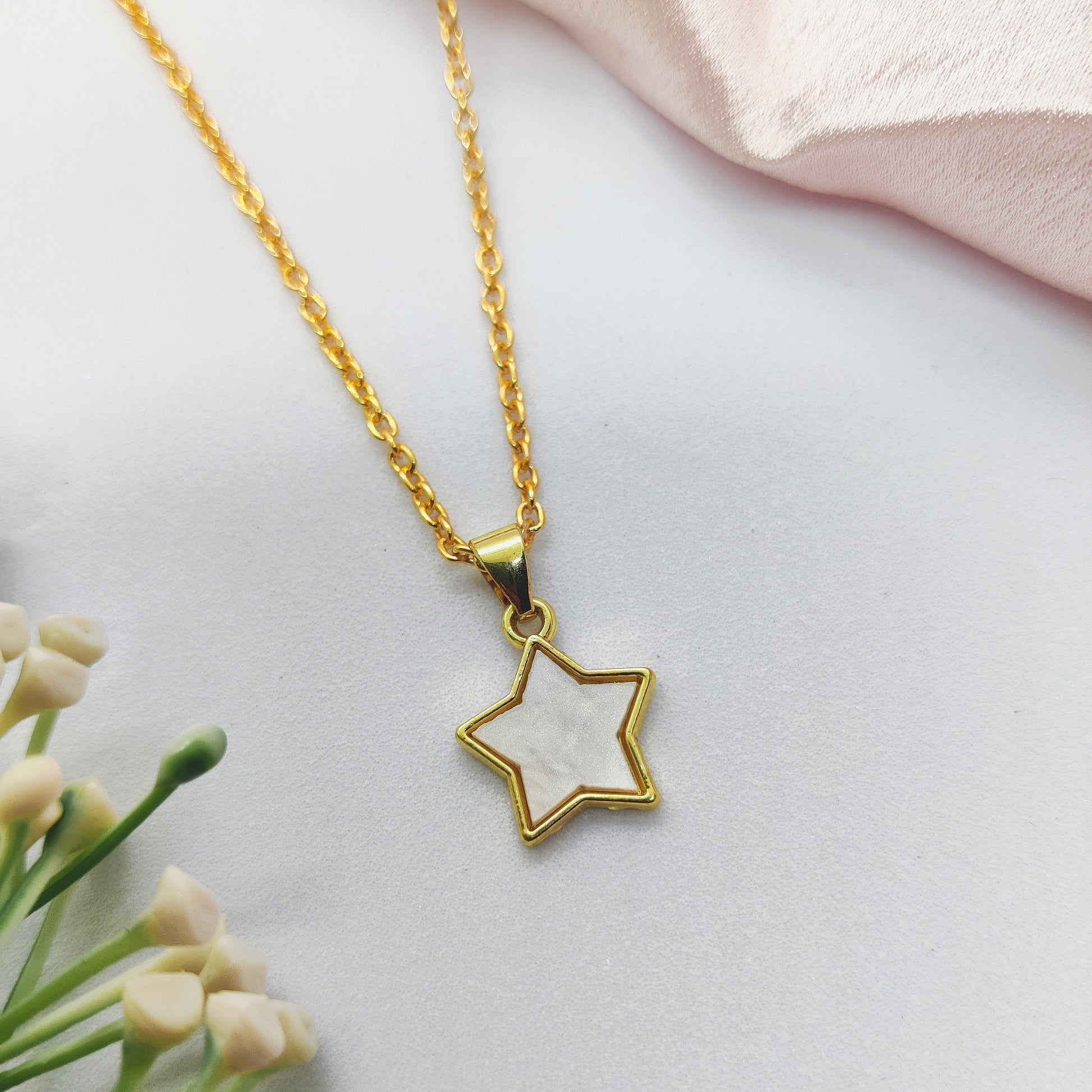White Star Golden Charm Necklace