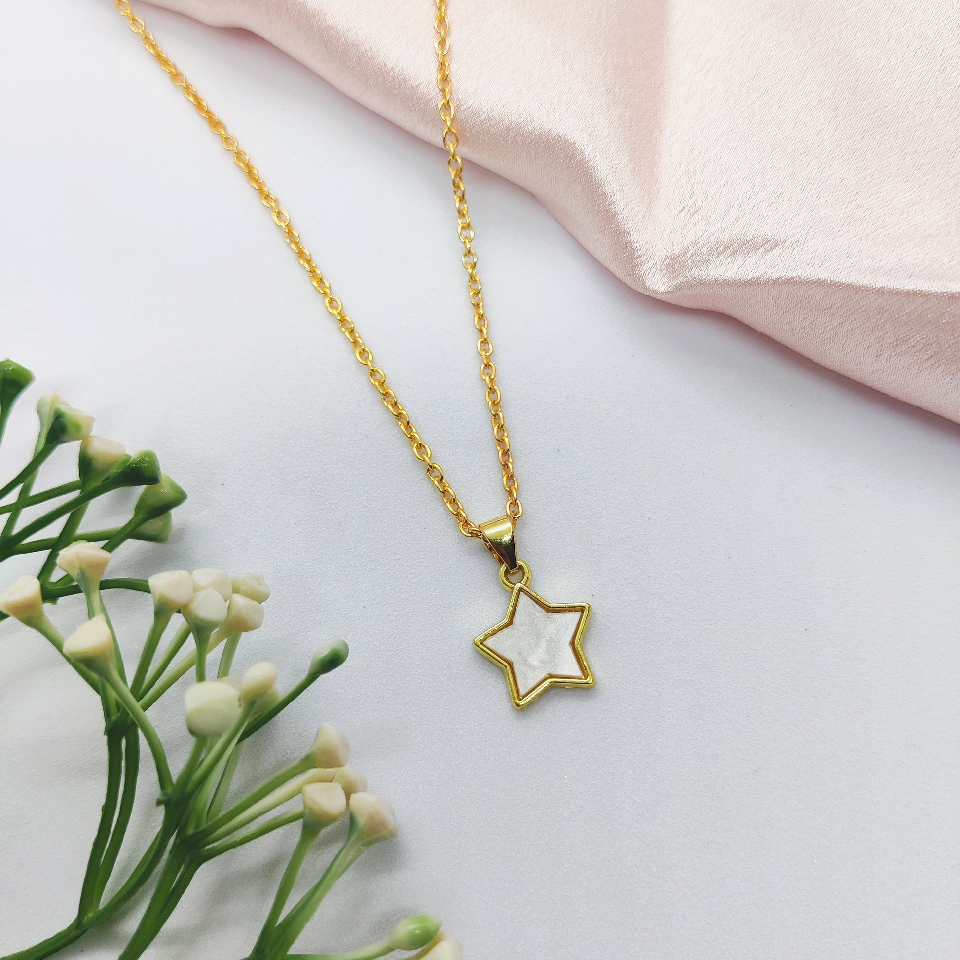 White Star Golden Charm Necklace