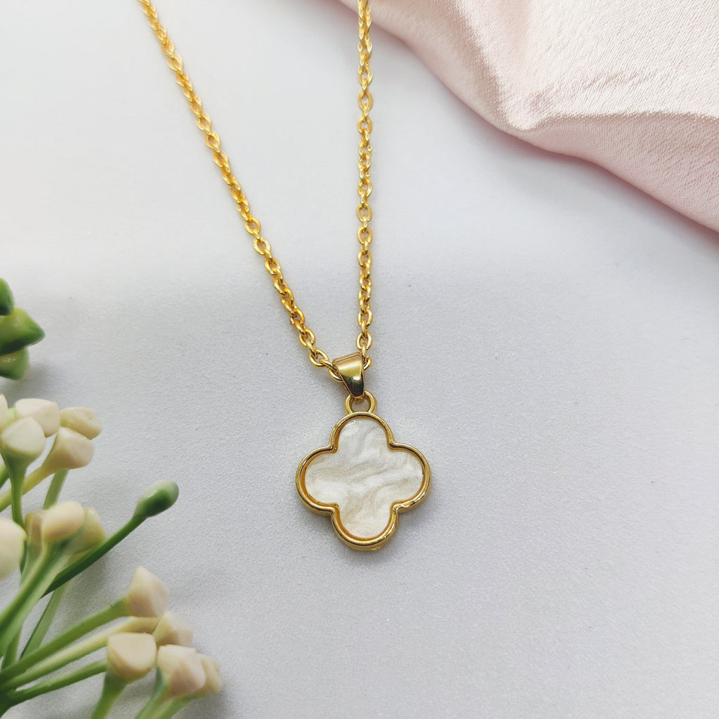 White Clover Golden Charm Necklace