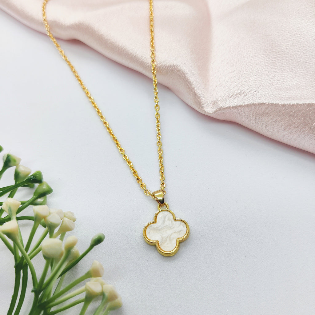 White Clover Golden Charm Necklace