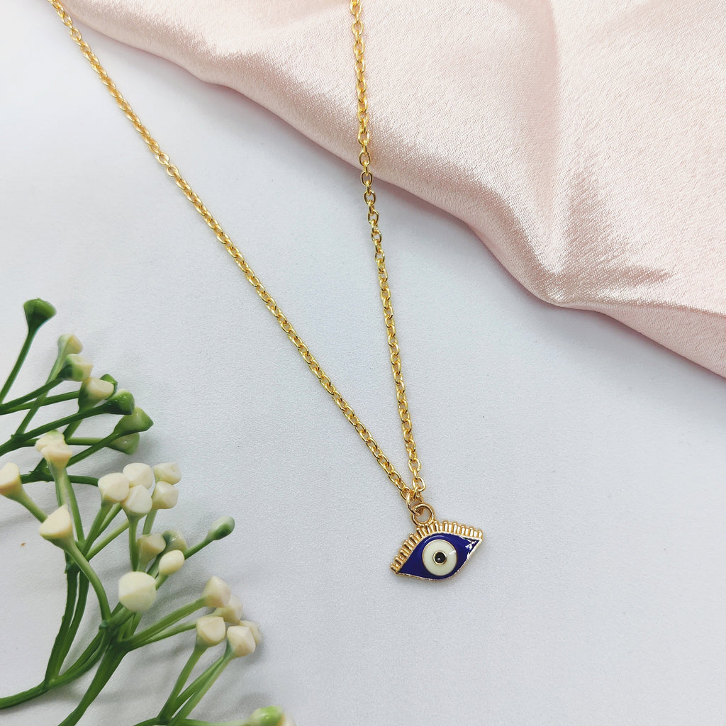 Minimal Evil Eye Golden Charm Necklace