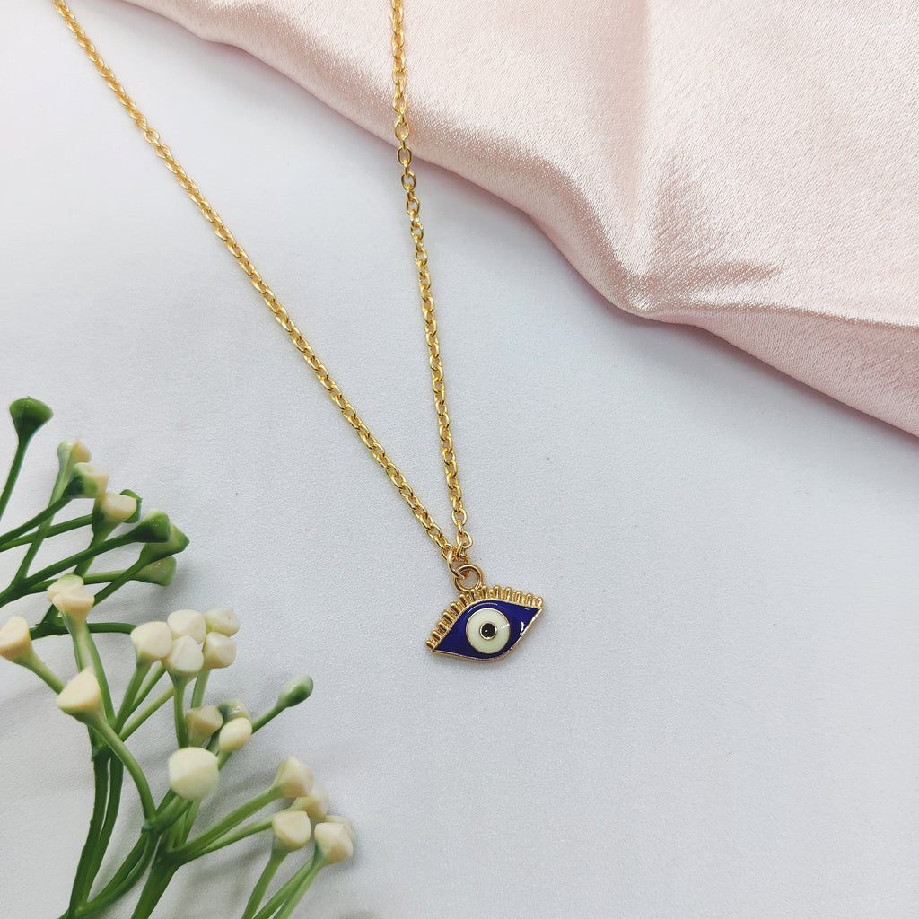 Minimal Evil Eye Golden Charm Necklace