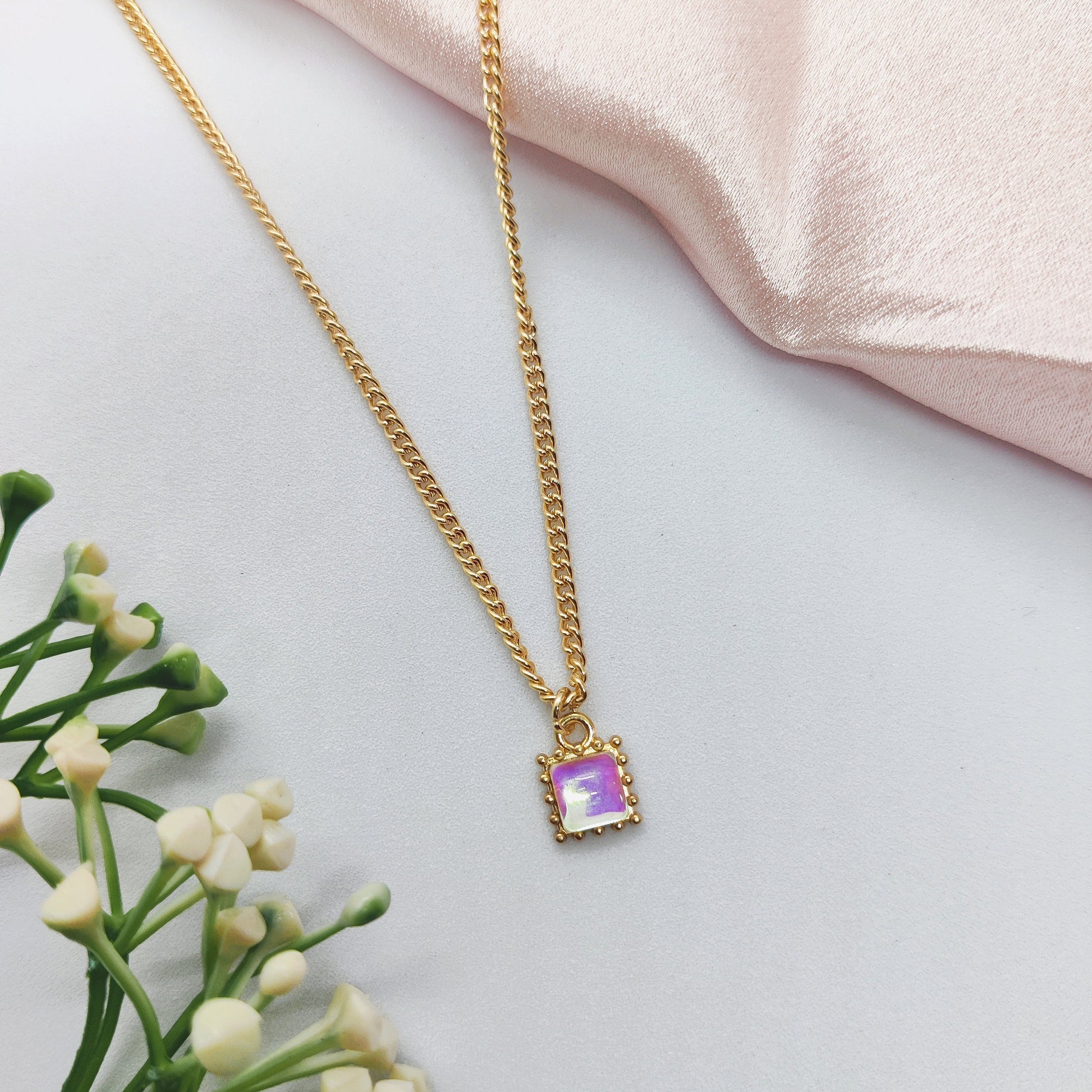 Luminous Stone Golden Charm Necklace
