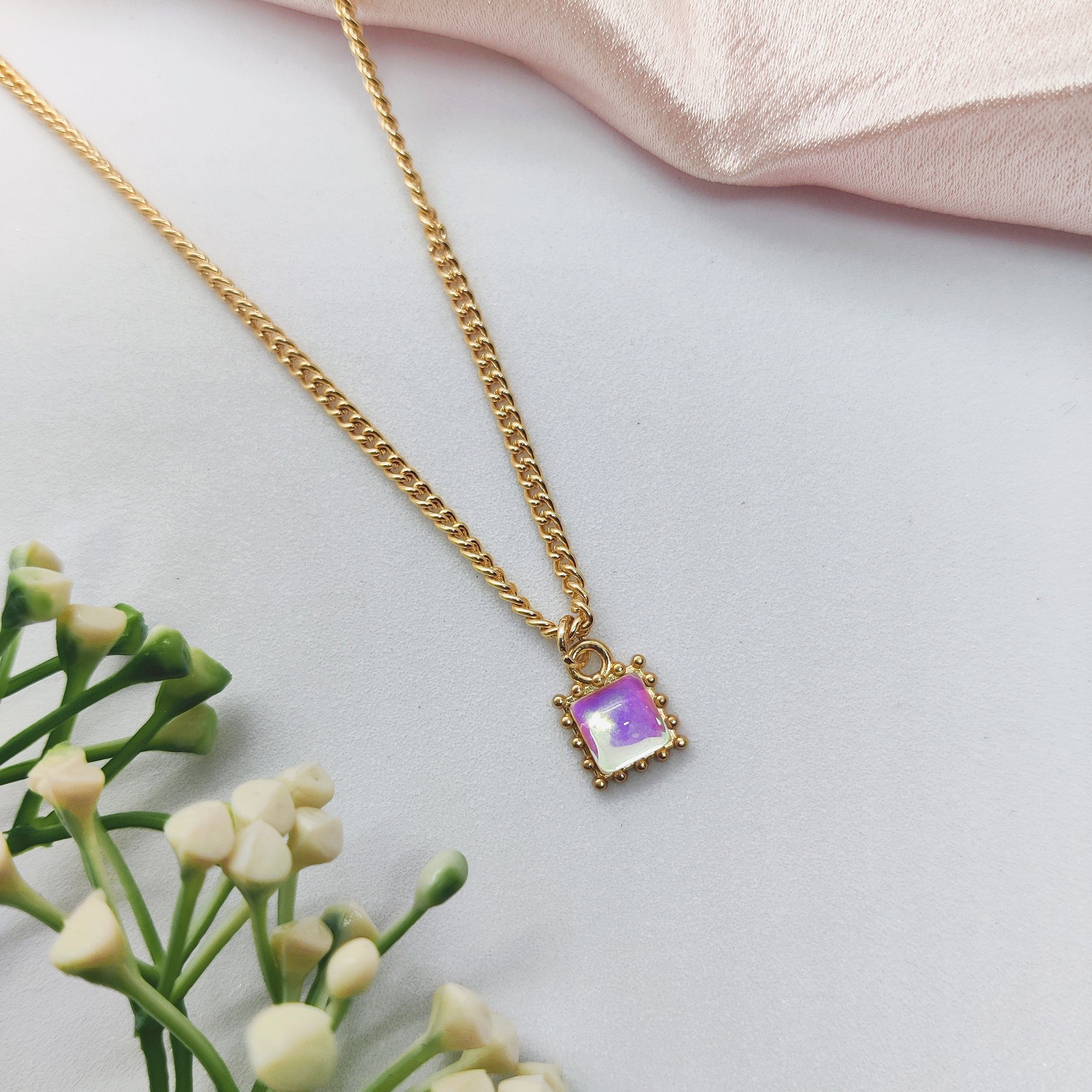 Luminous Stone Golden Charm Necklace