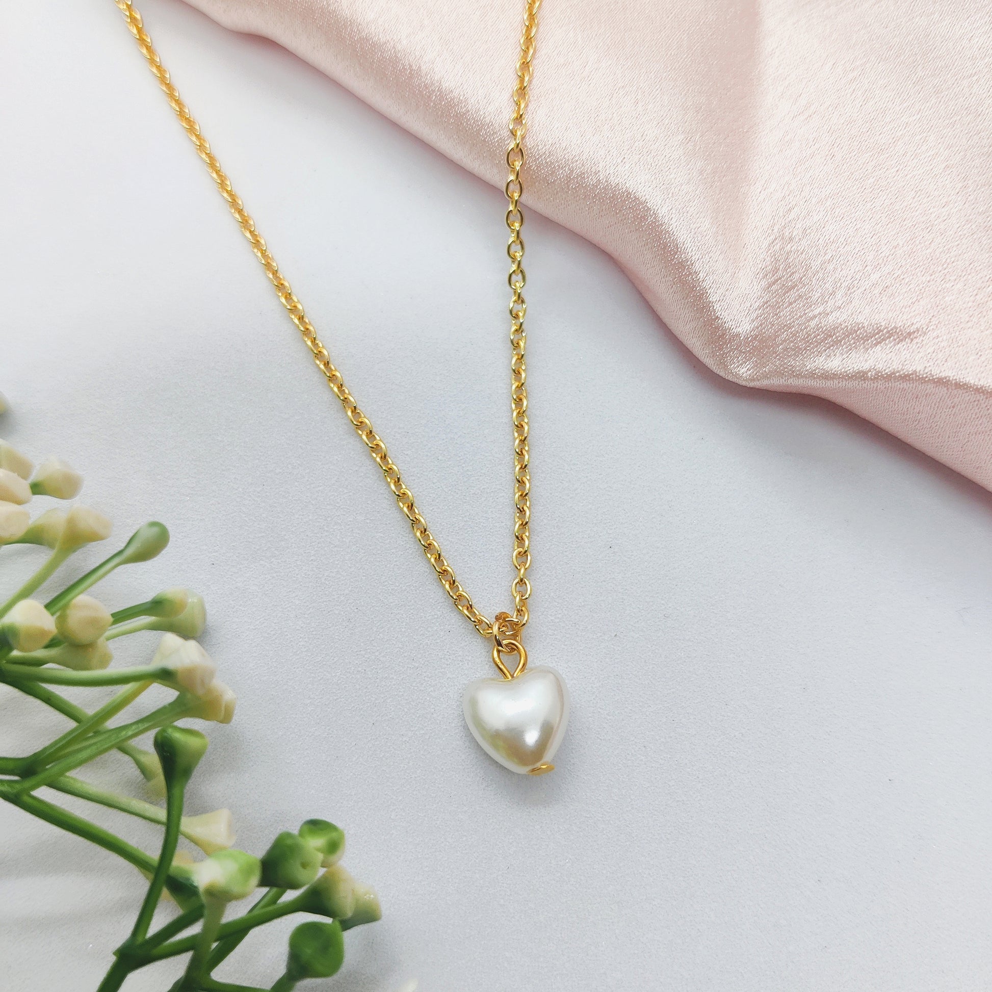 Pearl Heart Charm Necklace