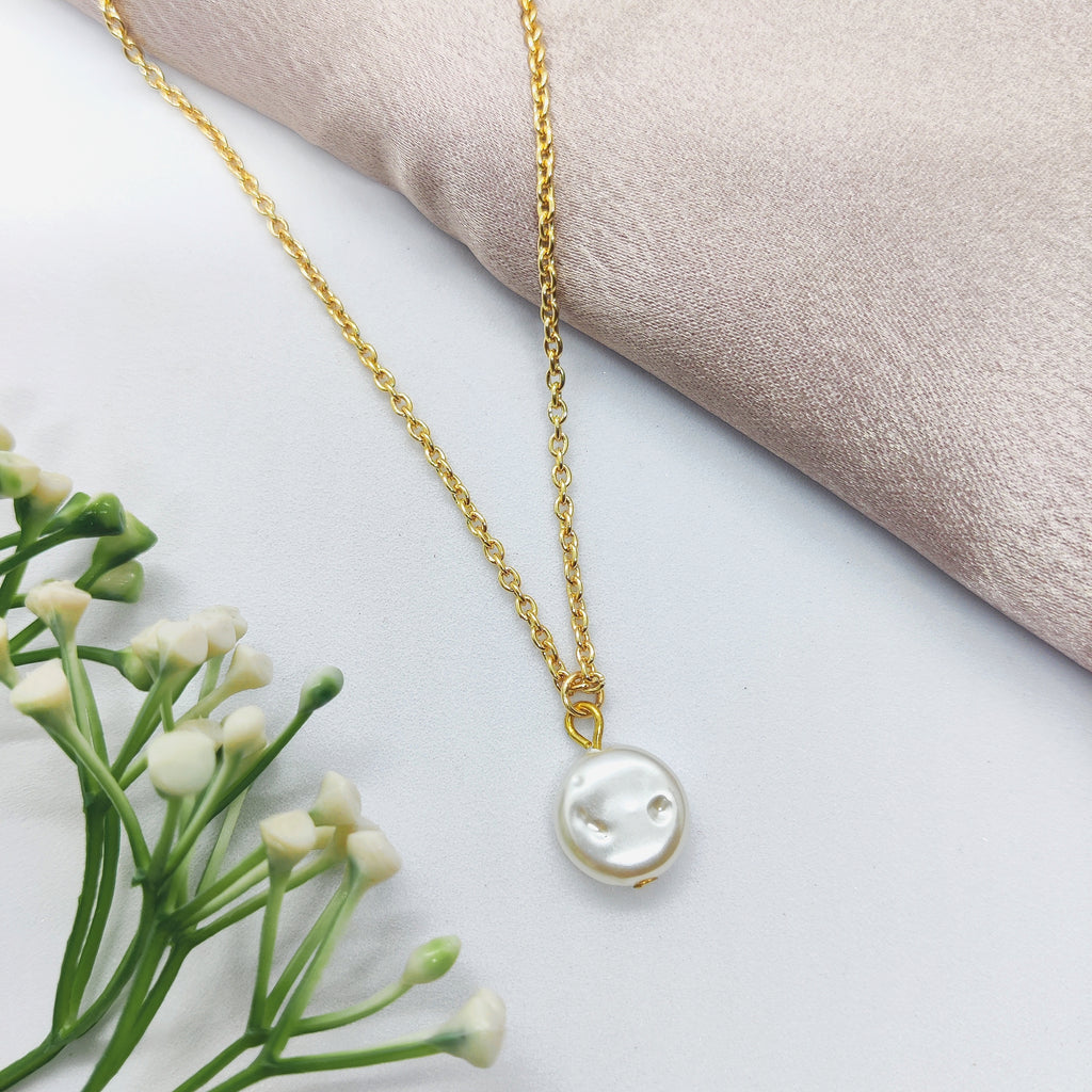 Pearl Coin Charm Necklace