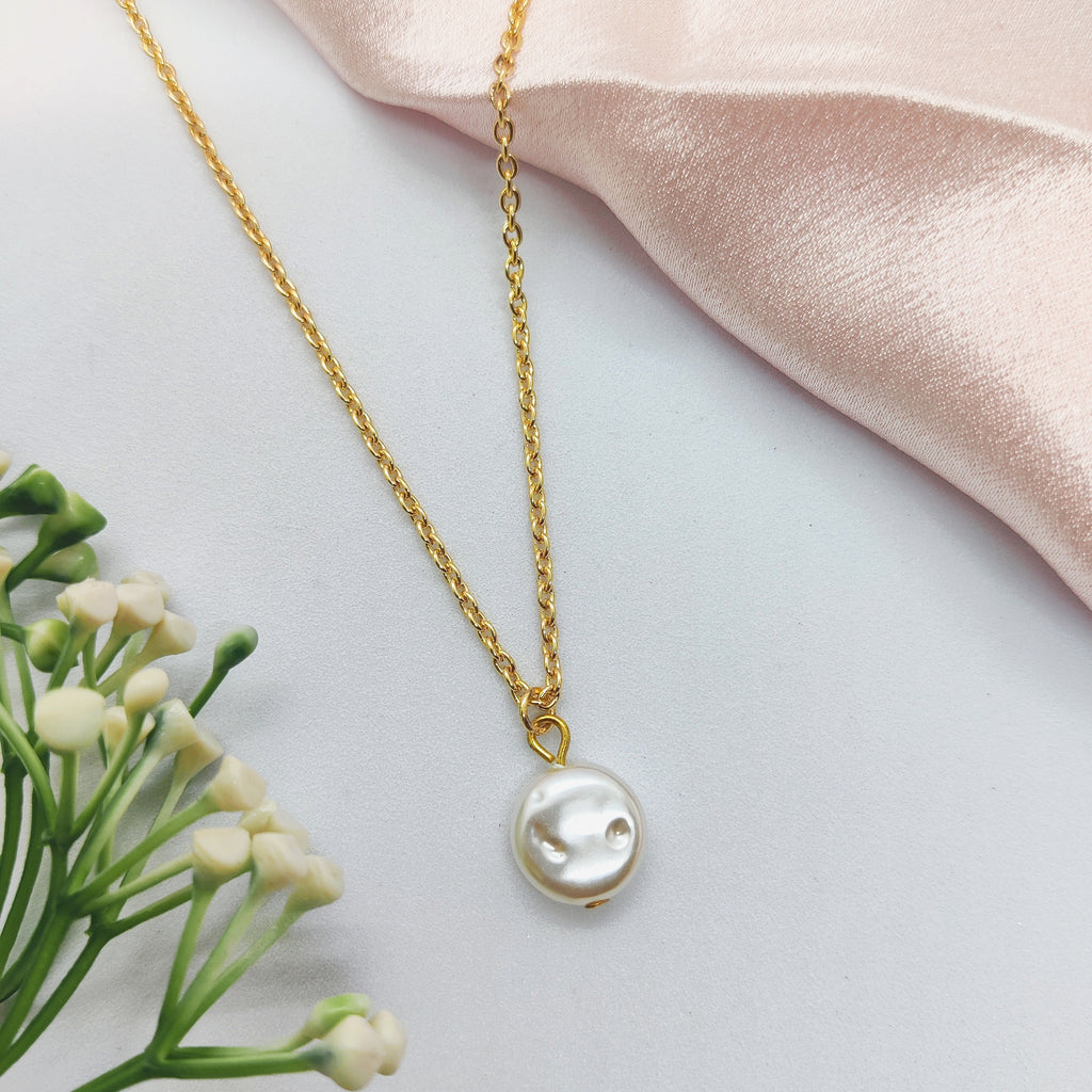 Pearl Coin Charm Necklace