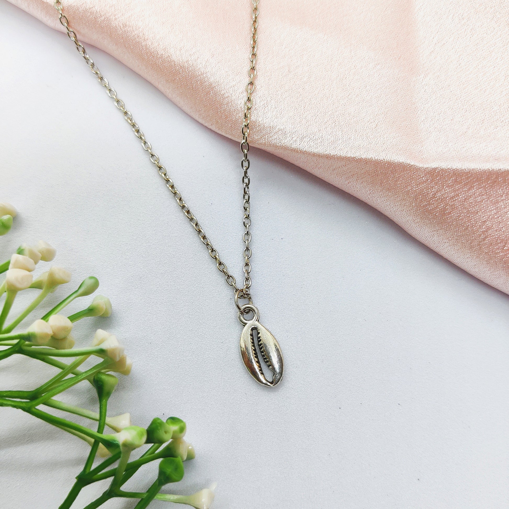 Ocean Shell Silver Charm Necklace