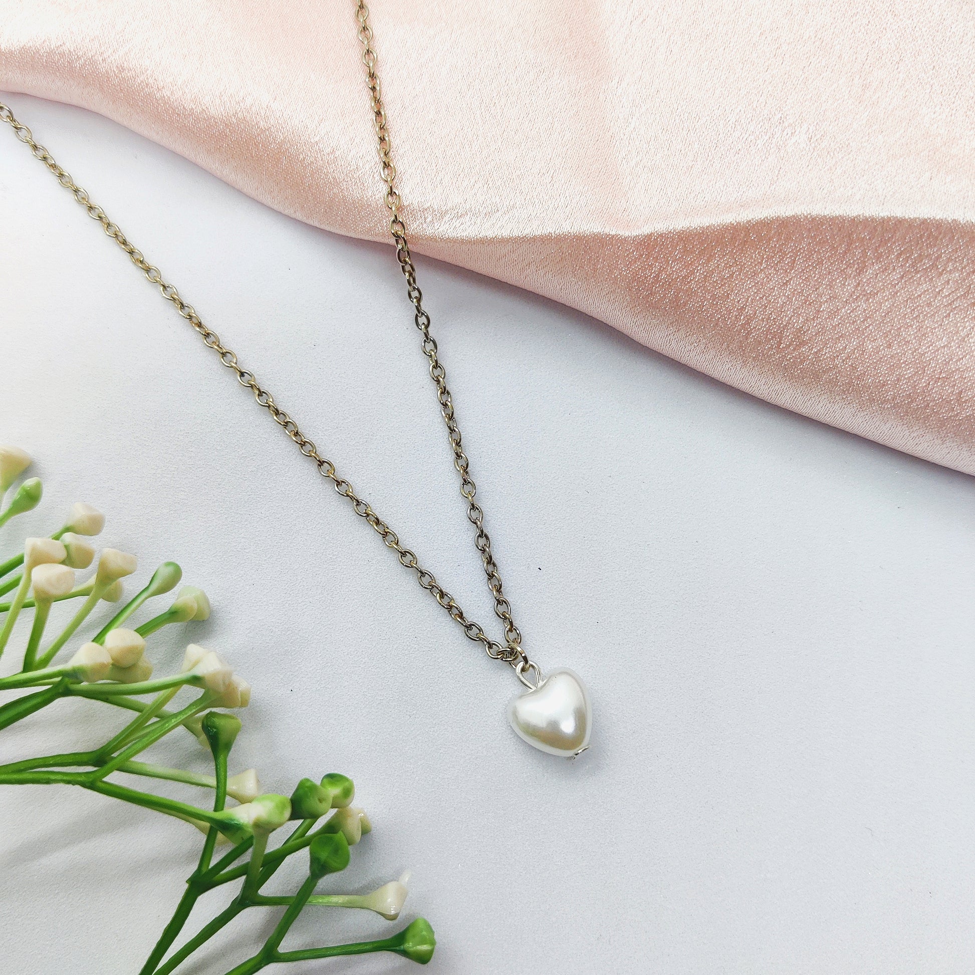 Pearl Heart Charm Necklace