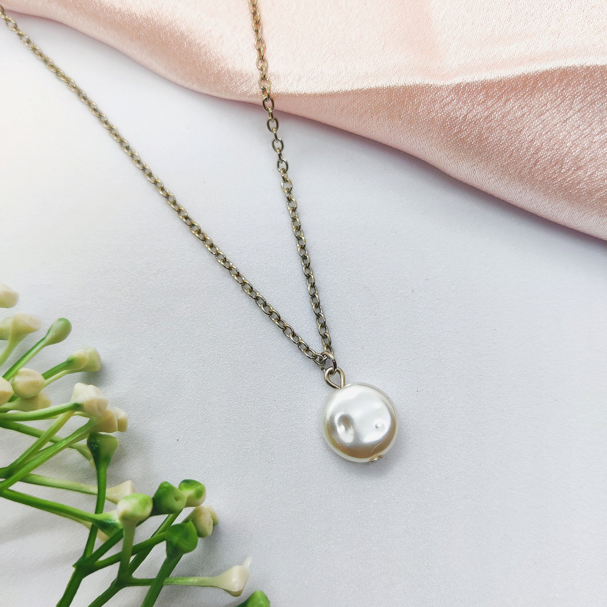 Pearl Coin Charm Necklace