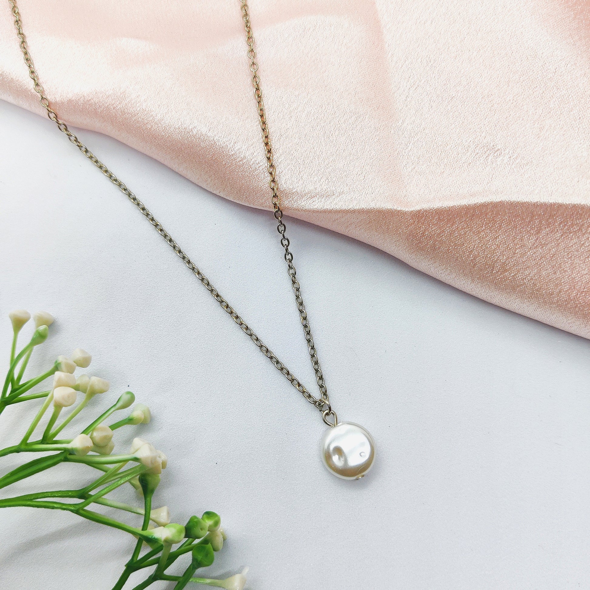 Pearl Coin Charm Necklace