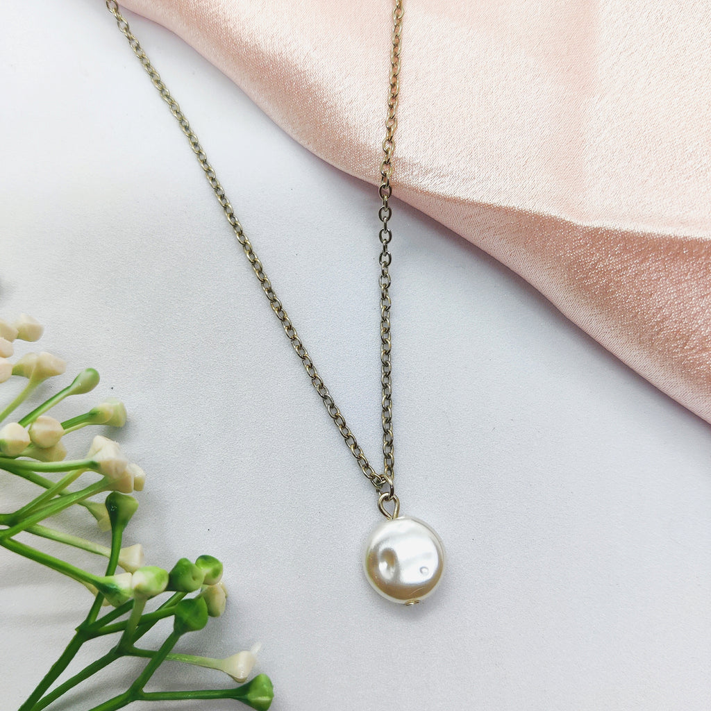 Pearl Coin Charm Necklace