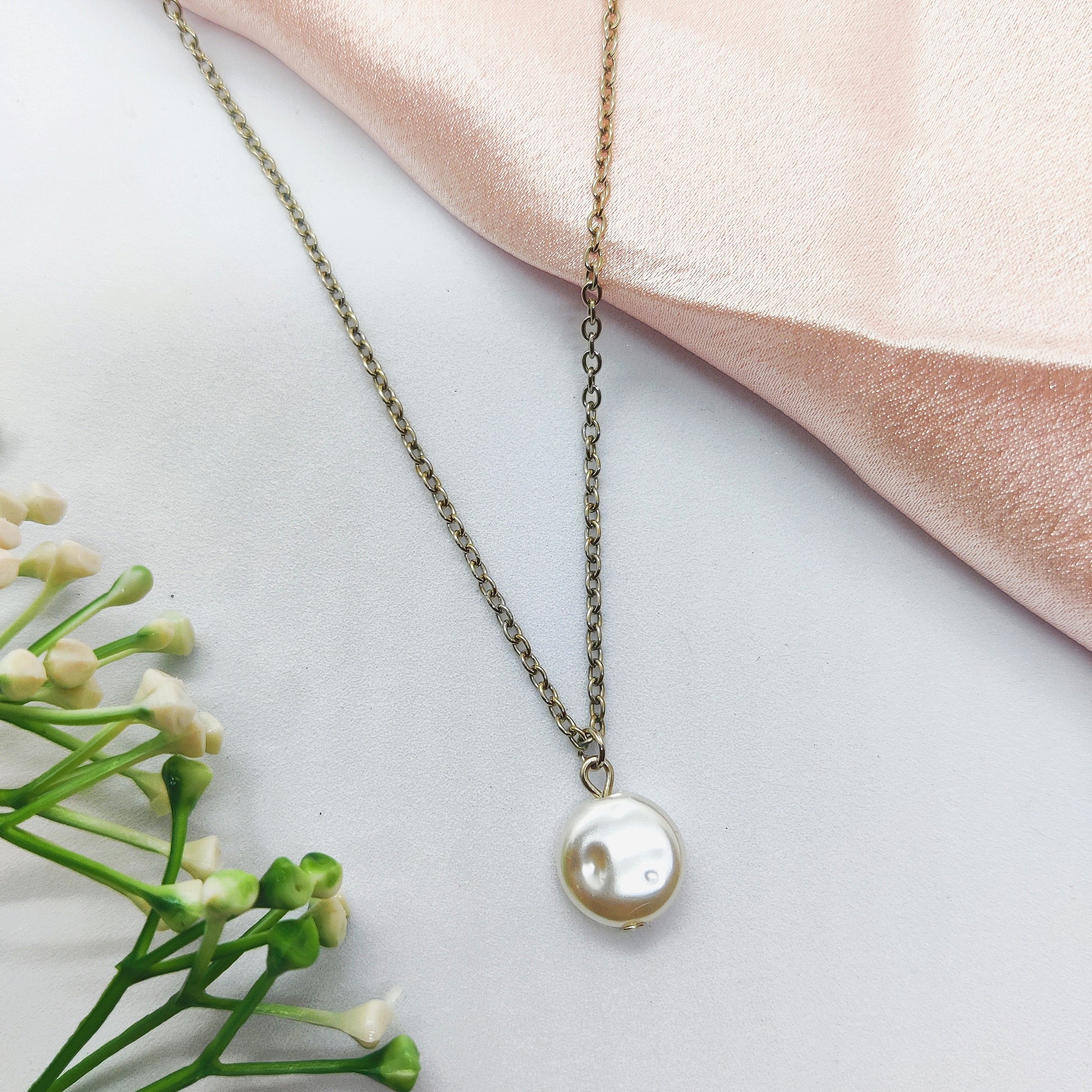 Pearl Coin Charm Necklace
