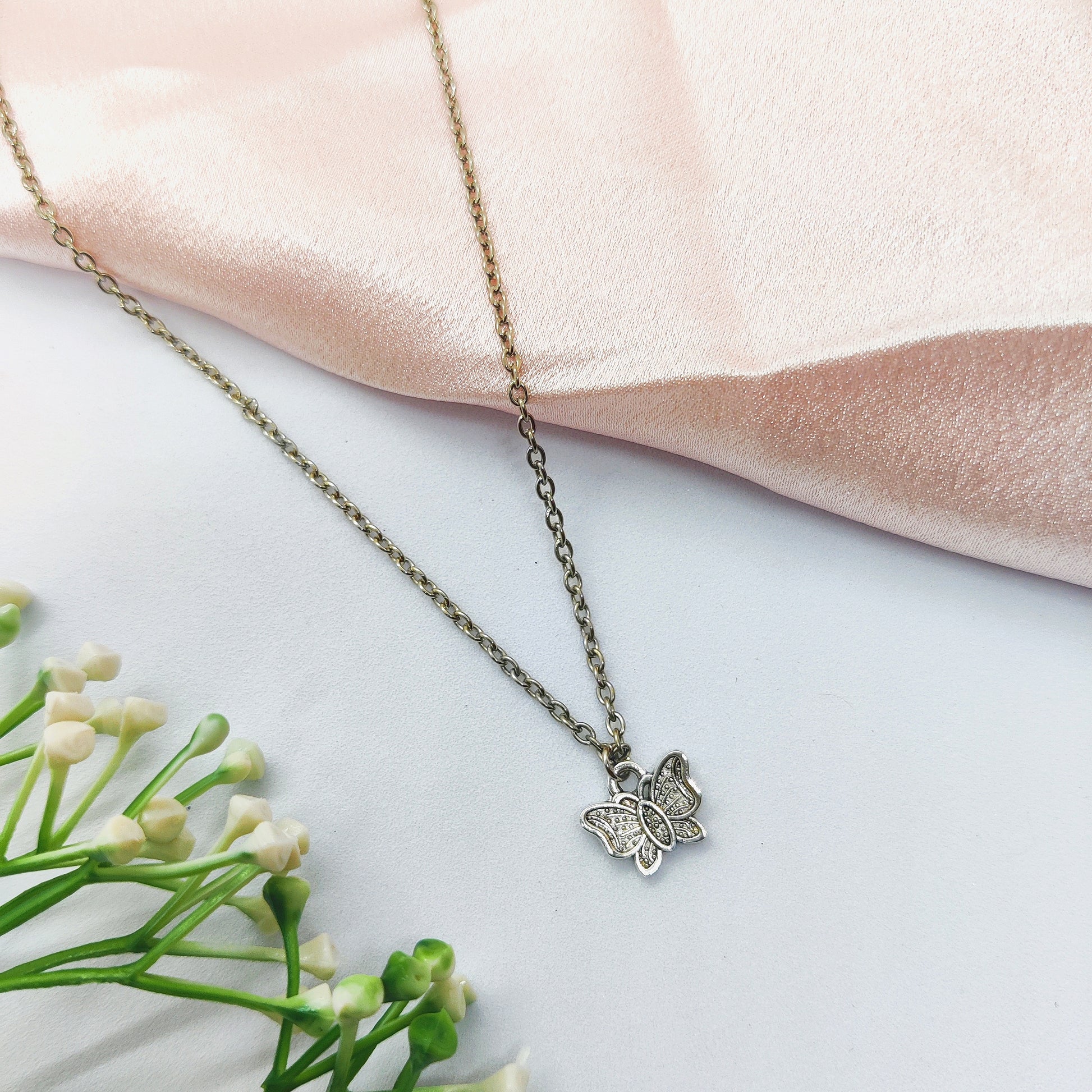 Butterfly Silver Charm Necklace