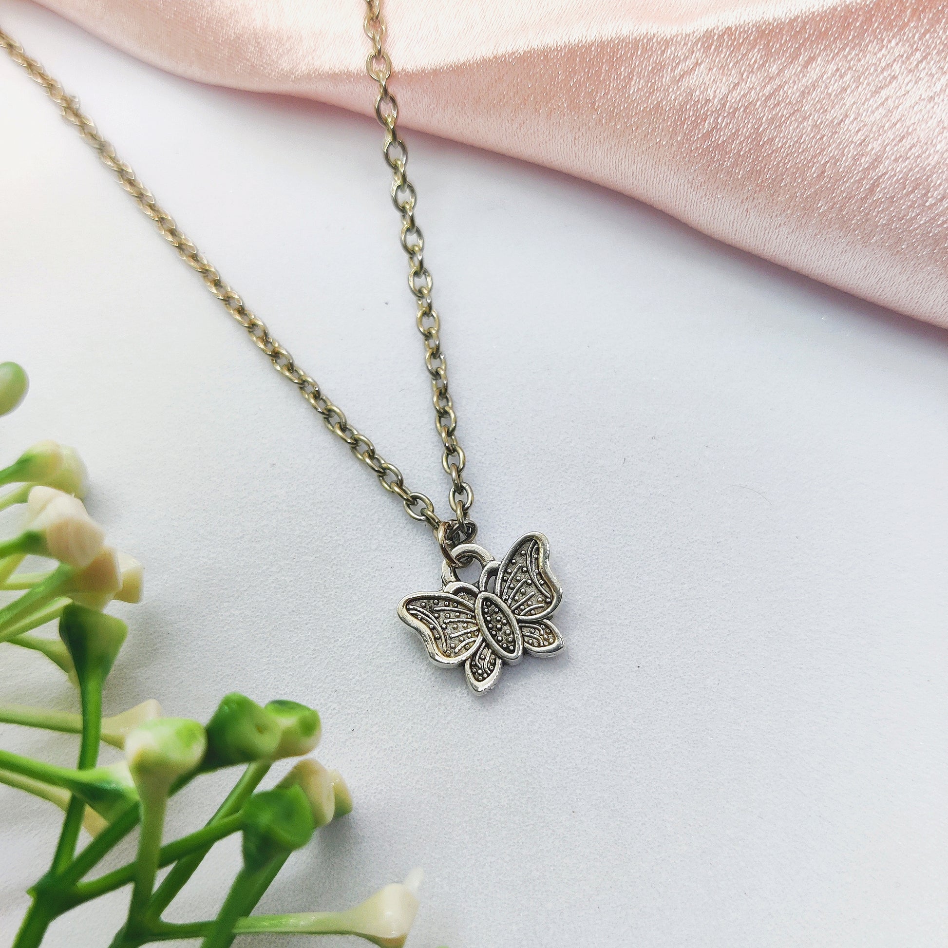 Butterfly Silver Charm Necklace
