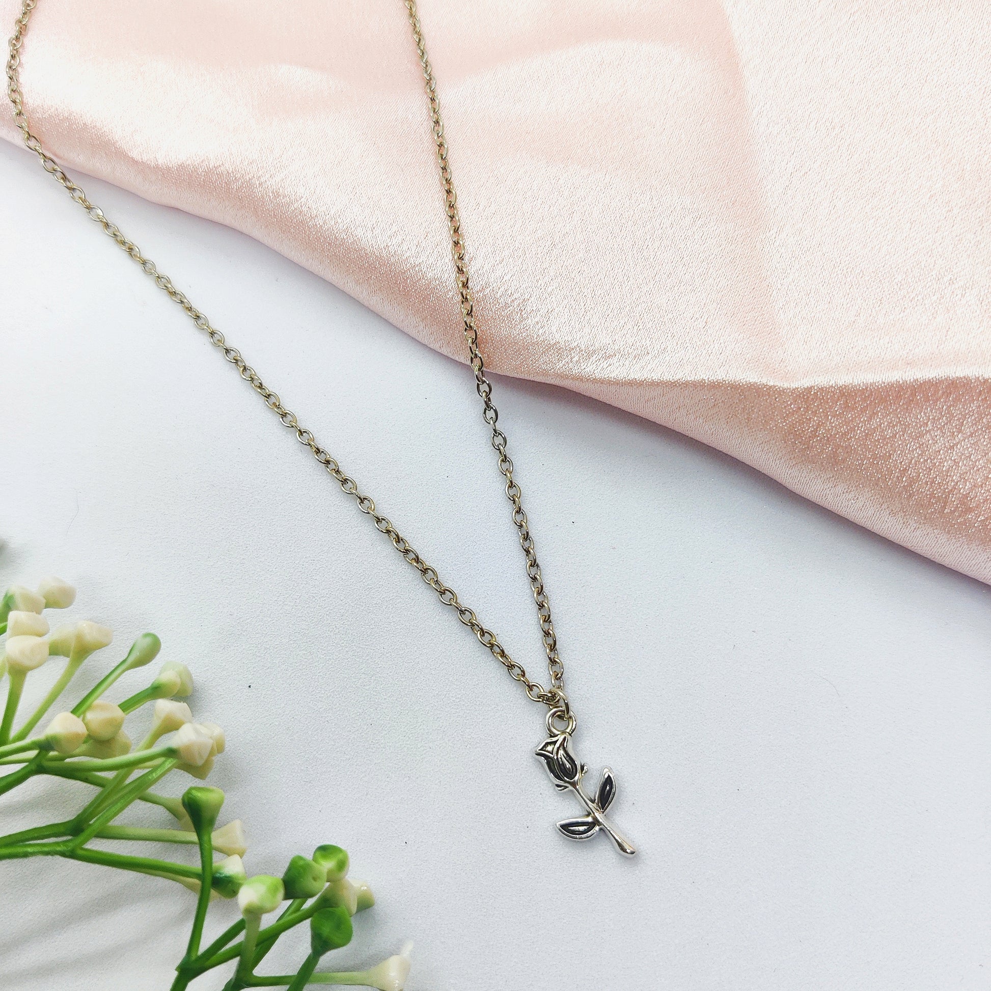 Blooming Tulip Silver Charm Necklace