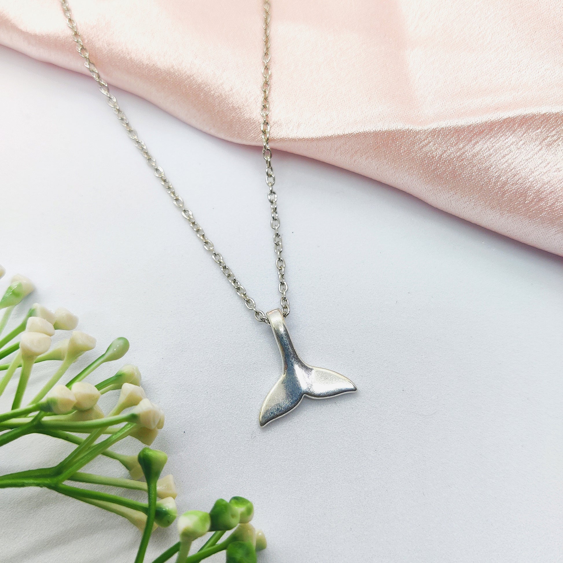 Dolphin Tail Silver Charm Necklace