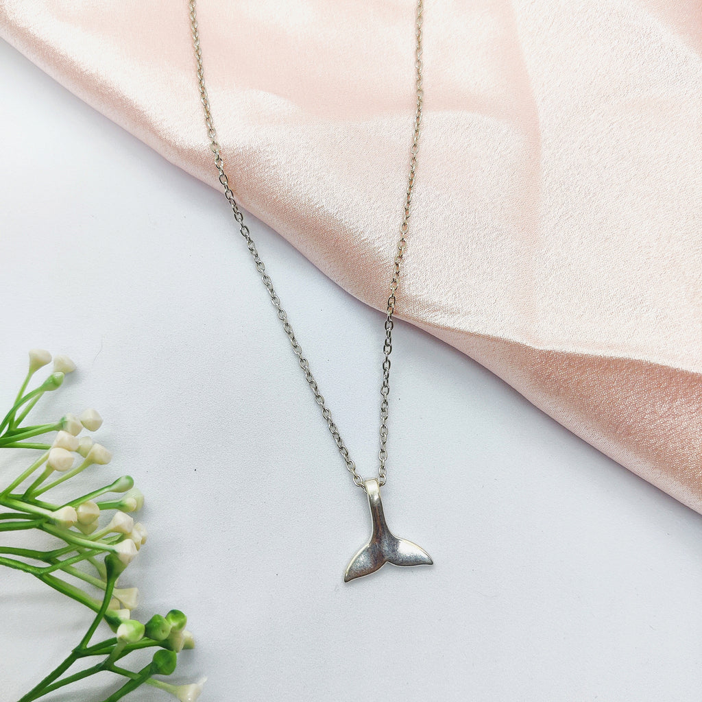 Dolphin Tail Silver Charm Necklace