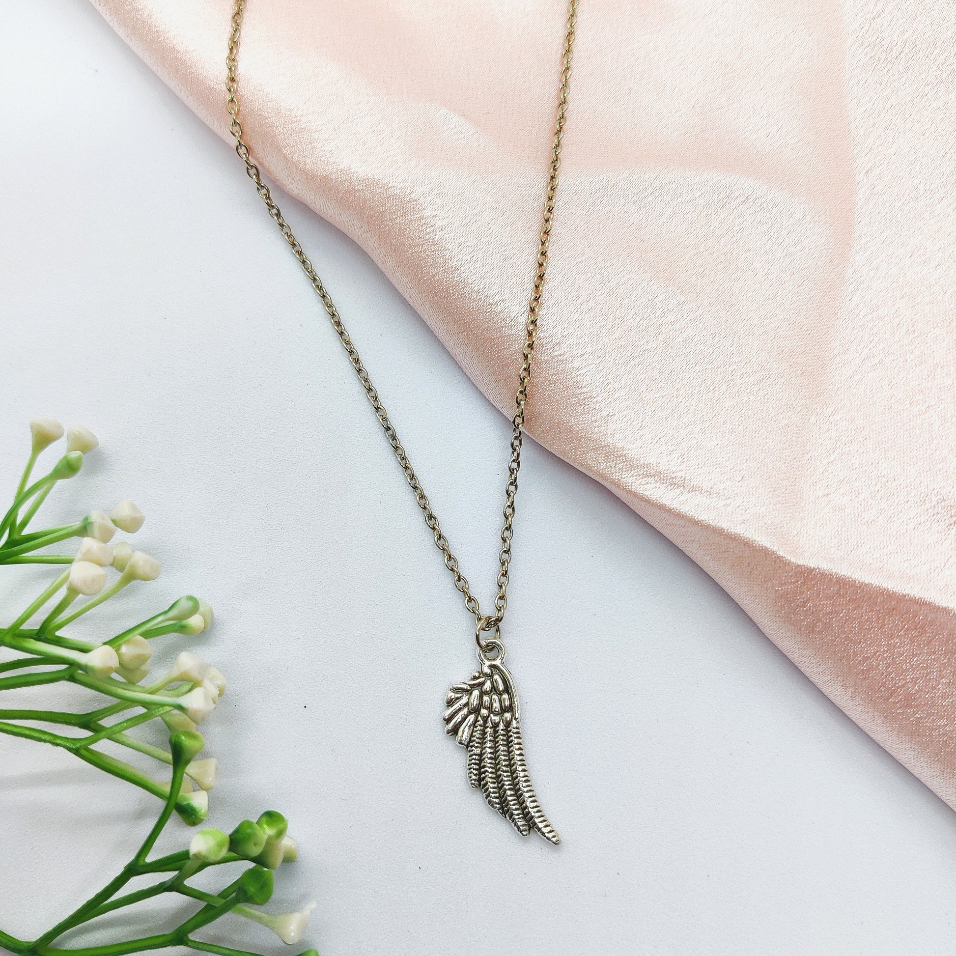 Angel Wing Silver Charm Necklace
