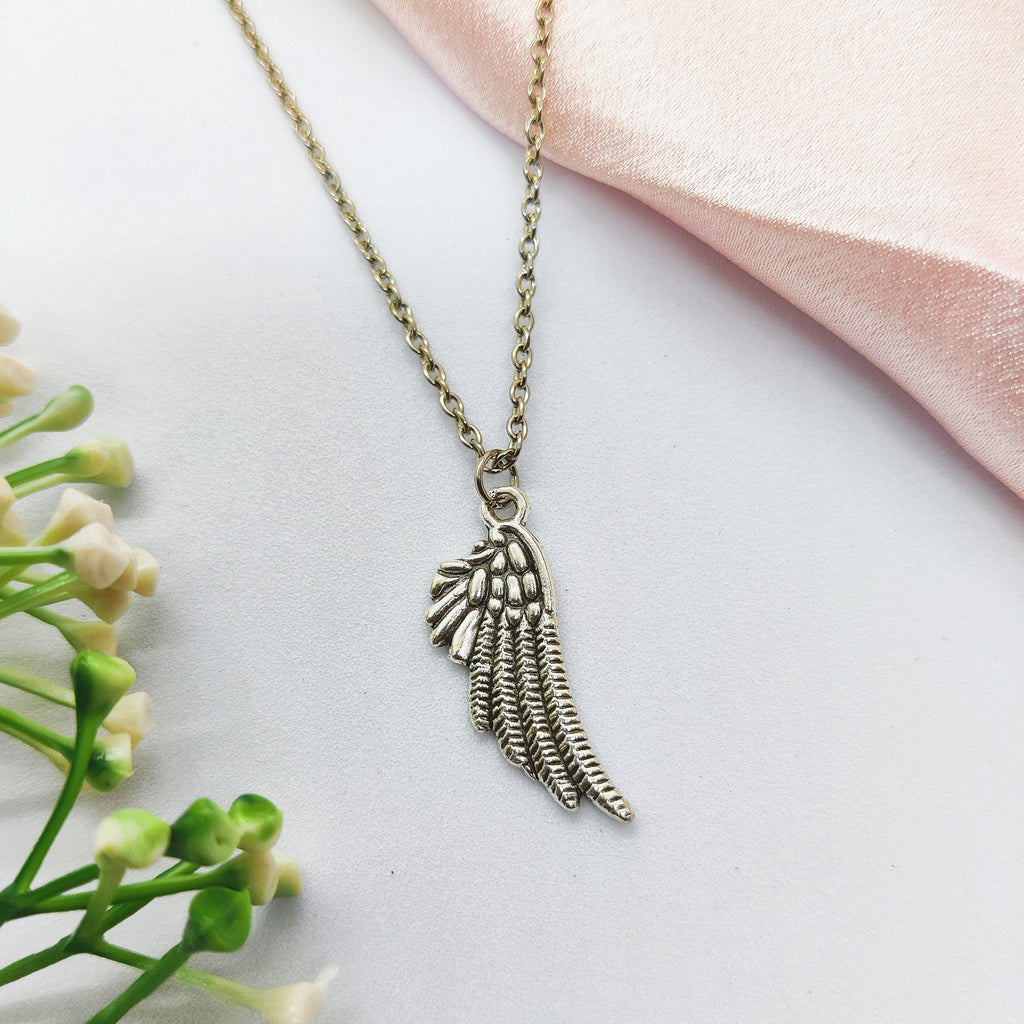 Angel Wing Silver Charm Necklace