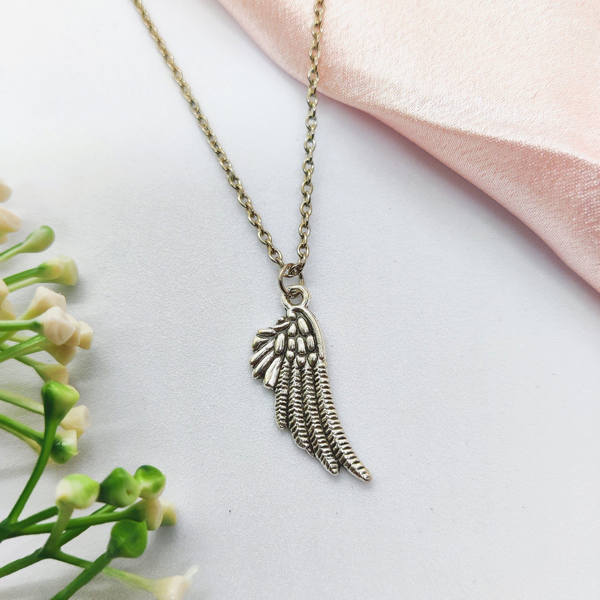 Angel Wing Silver Charm Necklace