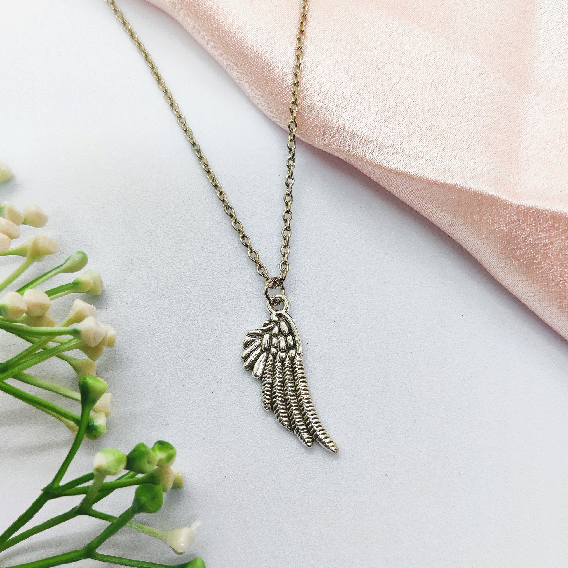 Angel Wing Silver Charm Necklace