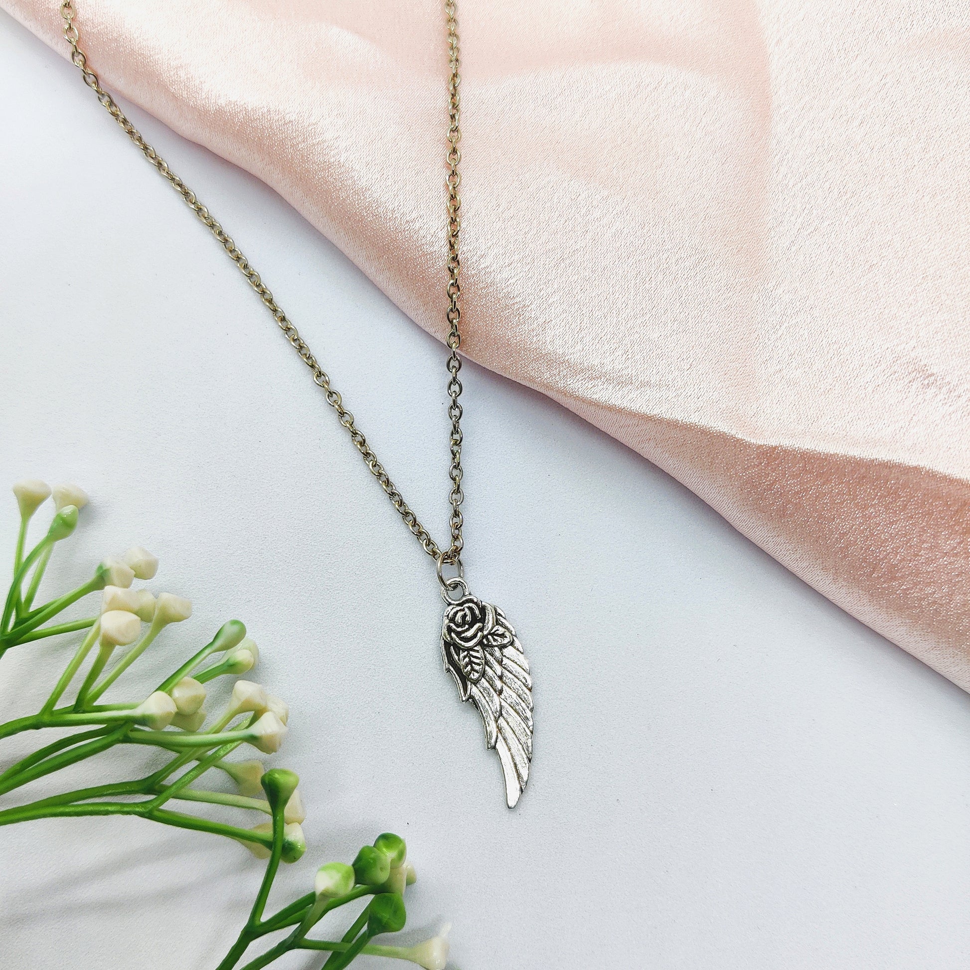 Angel Rose Silver Charm Necklace