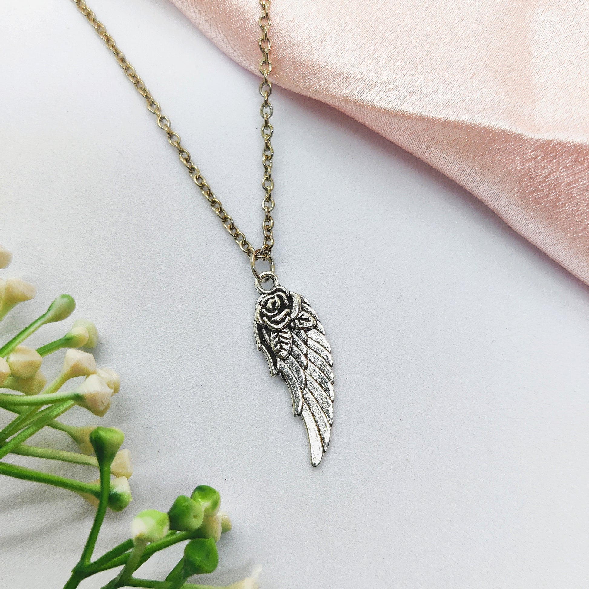 Angel Rose Silver Charm Necklace