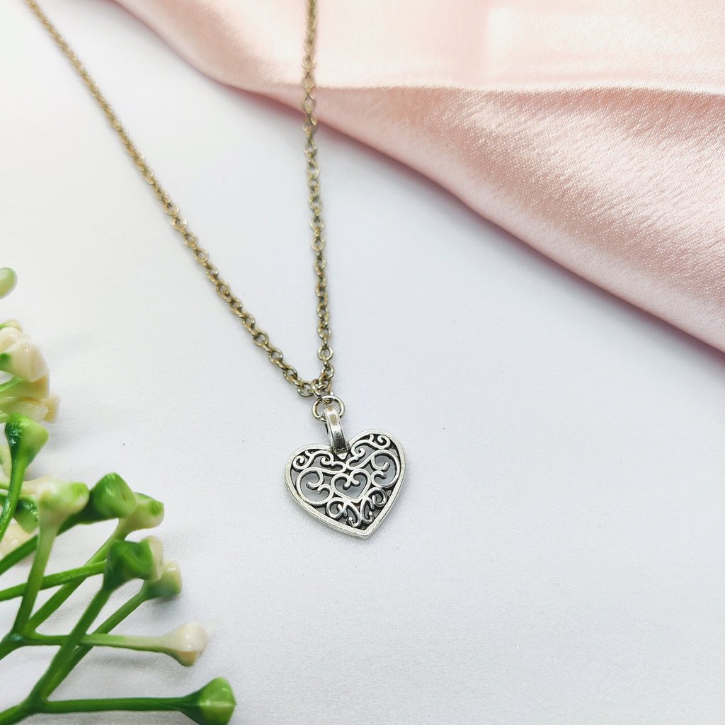 Vintage Heart Charm Necklace