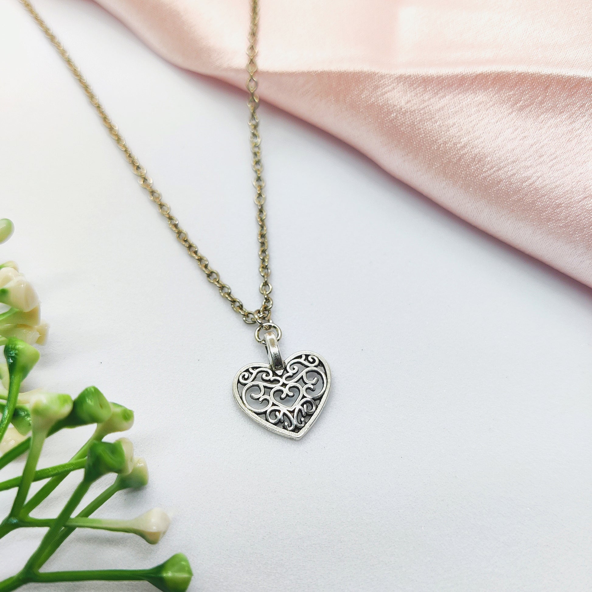 Vintage Heart Charm Necklace