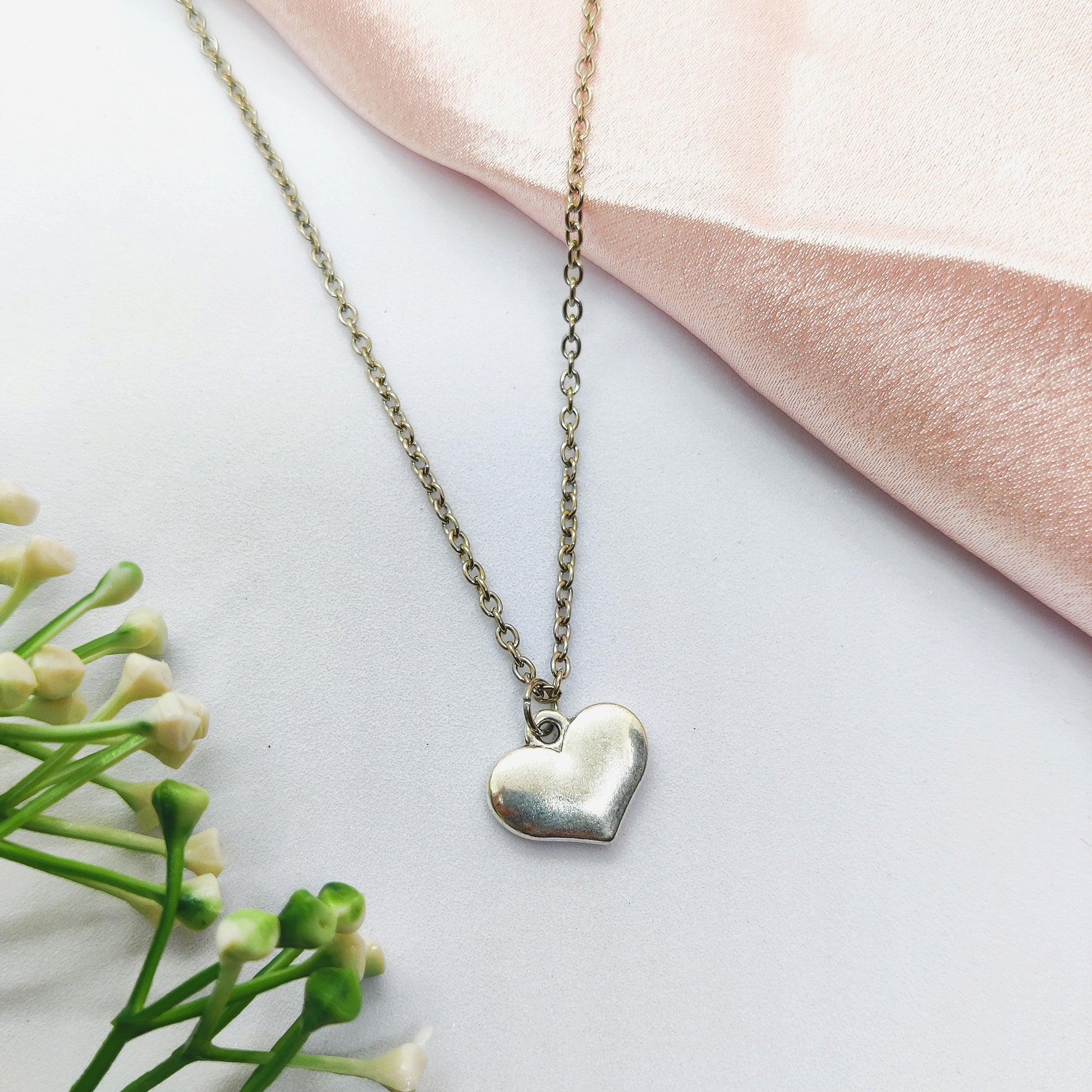 Dreamy Heart Silver Charm Necklace
