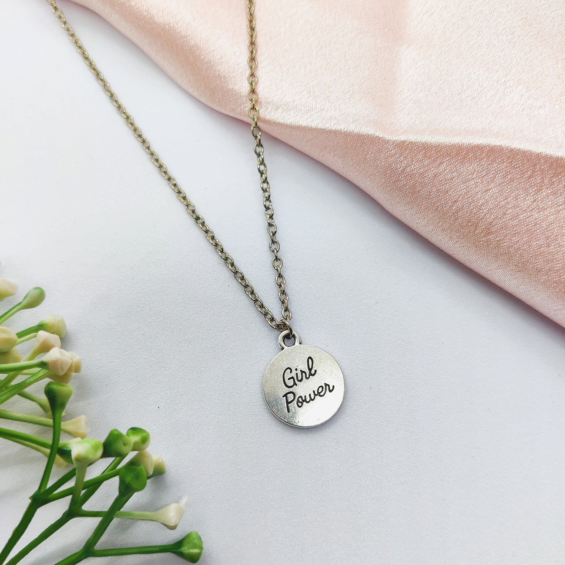 Girl Power Silver Charm Necklace